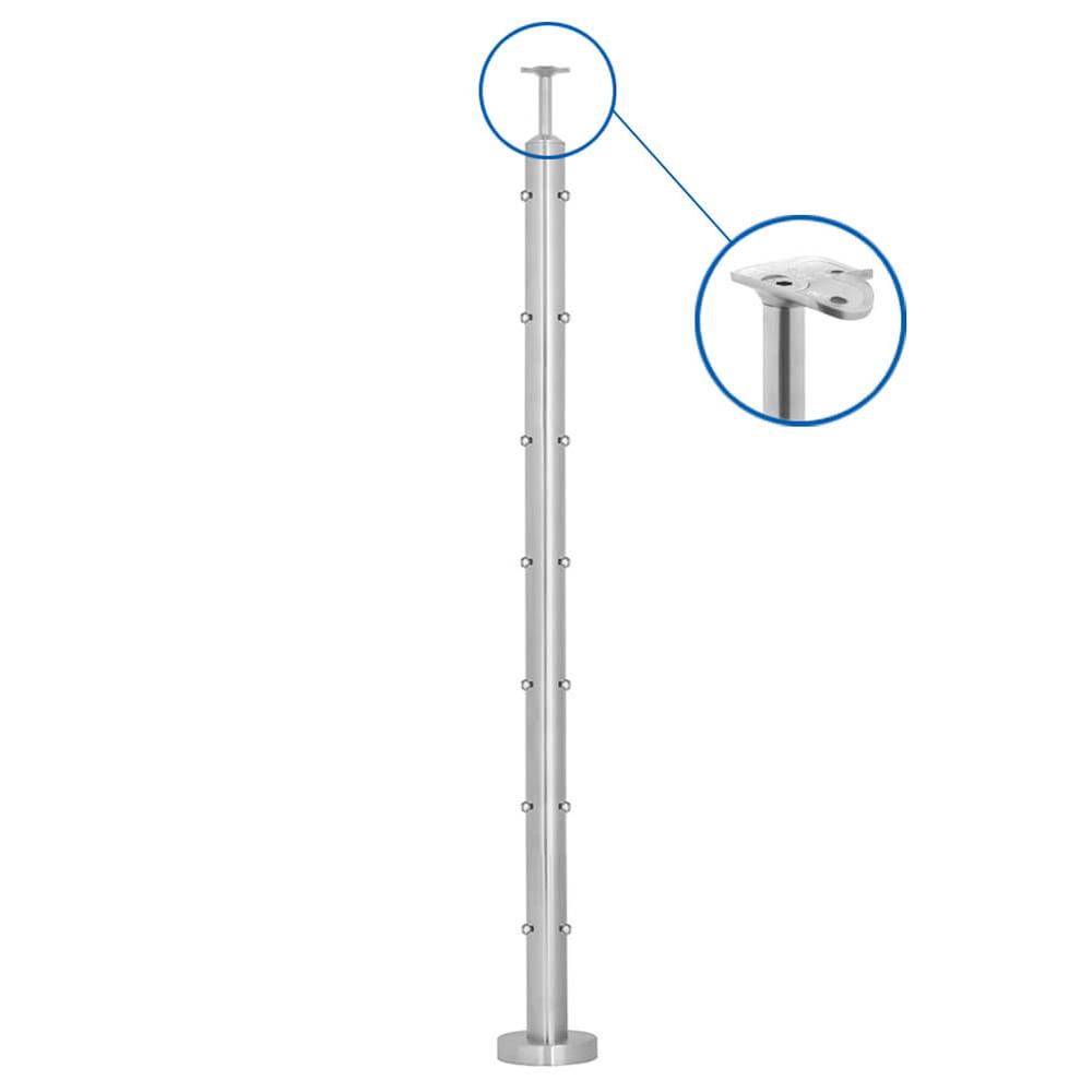 14 Hole Wire Rope Corner Post - 48.3mm -C/W Welded Base & 14 x M6 Eyebolts