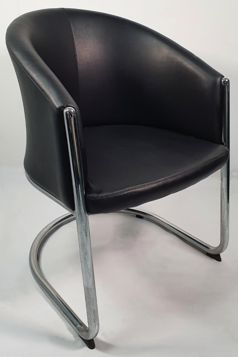 Black Bonded Leather Tub Visitor Chair - F95BS UK