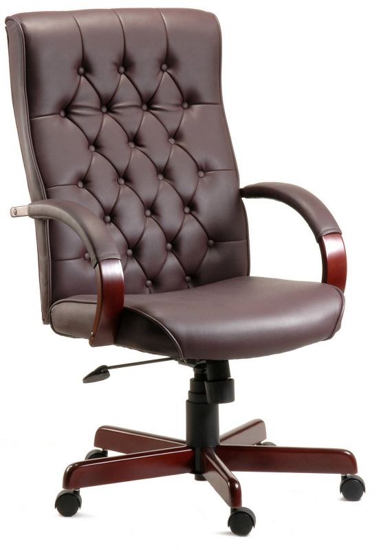 Providers Of Traditional Bonded Leather Executive Chair - Brown, Burgundy or Green Option - WARWICK UK