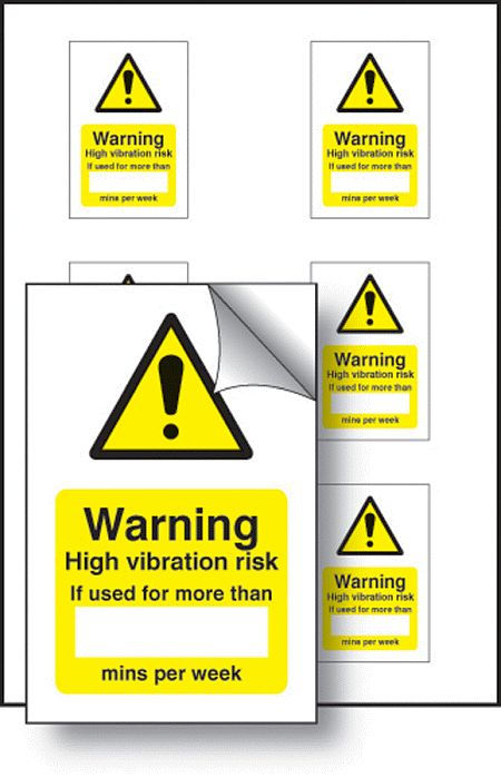 High vibration risk if used minutes/per week - sheet of 6