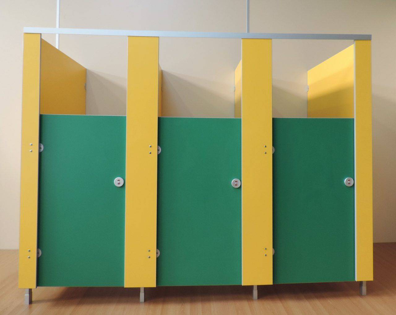 Green Pre School Children Toilet Cubicles