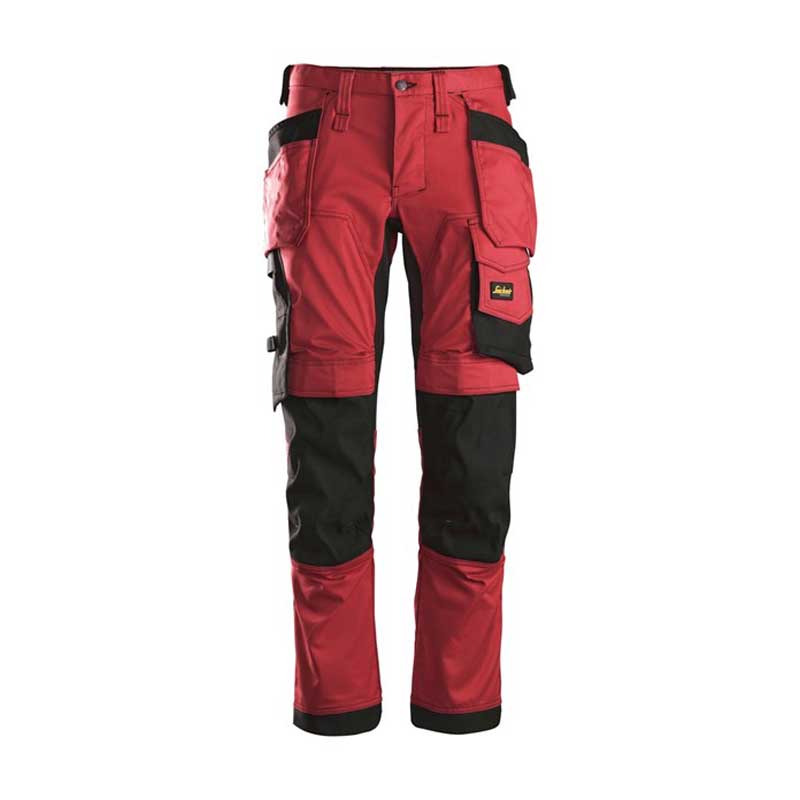 Snickers 6241 Trousers with Holster Pockets AW Stretch Red/Blk Size: 196