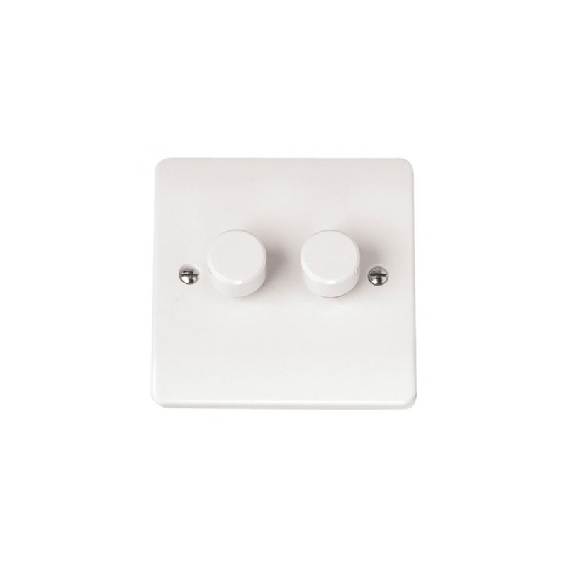 Click Rotary Dimmer Switch 2 Gang 2 Way 250Va White PVC