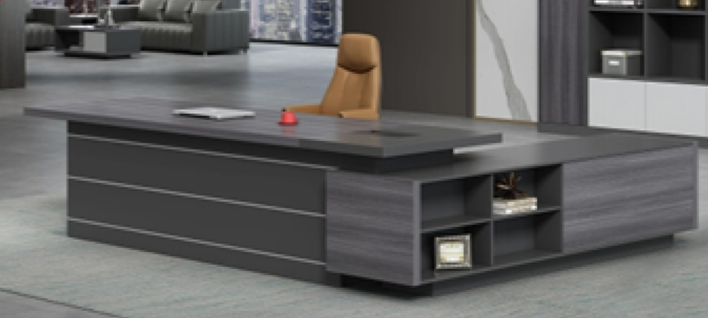 Providers Of Large Modern Grey Oak Executive Office Desk with Built in Storage - 2400mm, 2800mm & 3200mm - LX-D04 Near Me