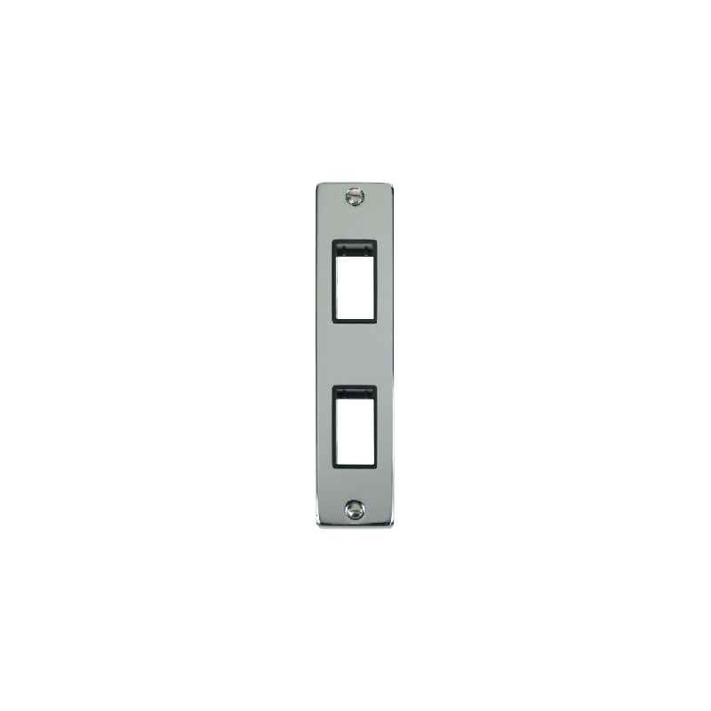 Click Deco 2G MiniGrid Double Aperture Unfurnished Architrave Plate Polished Chrome Black Inserts