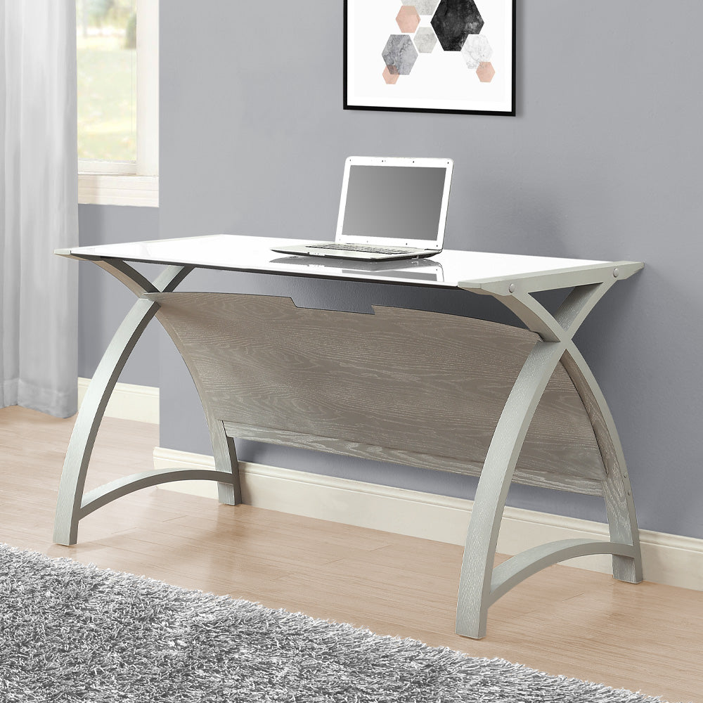 Specialising In Contemporary Quality Glass Home Office Table in Grey - 1300mm - PC201-1300 UK