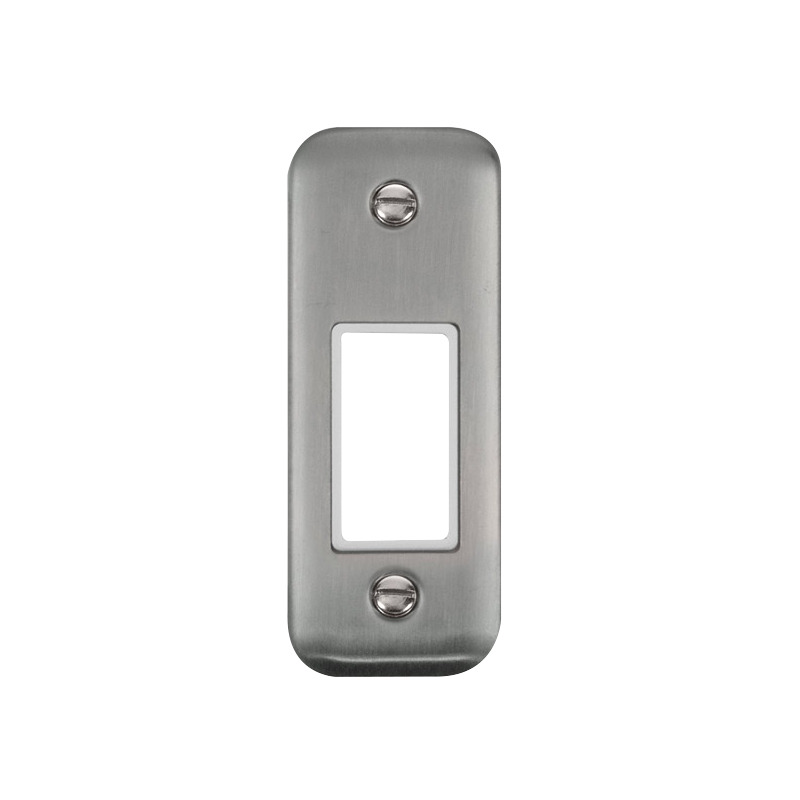 Click Deco Plus MiniGrid 1 Aperture Architrave Face Plate Stainless Steel White Inserts