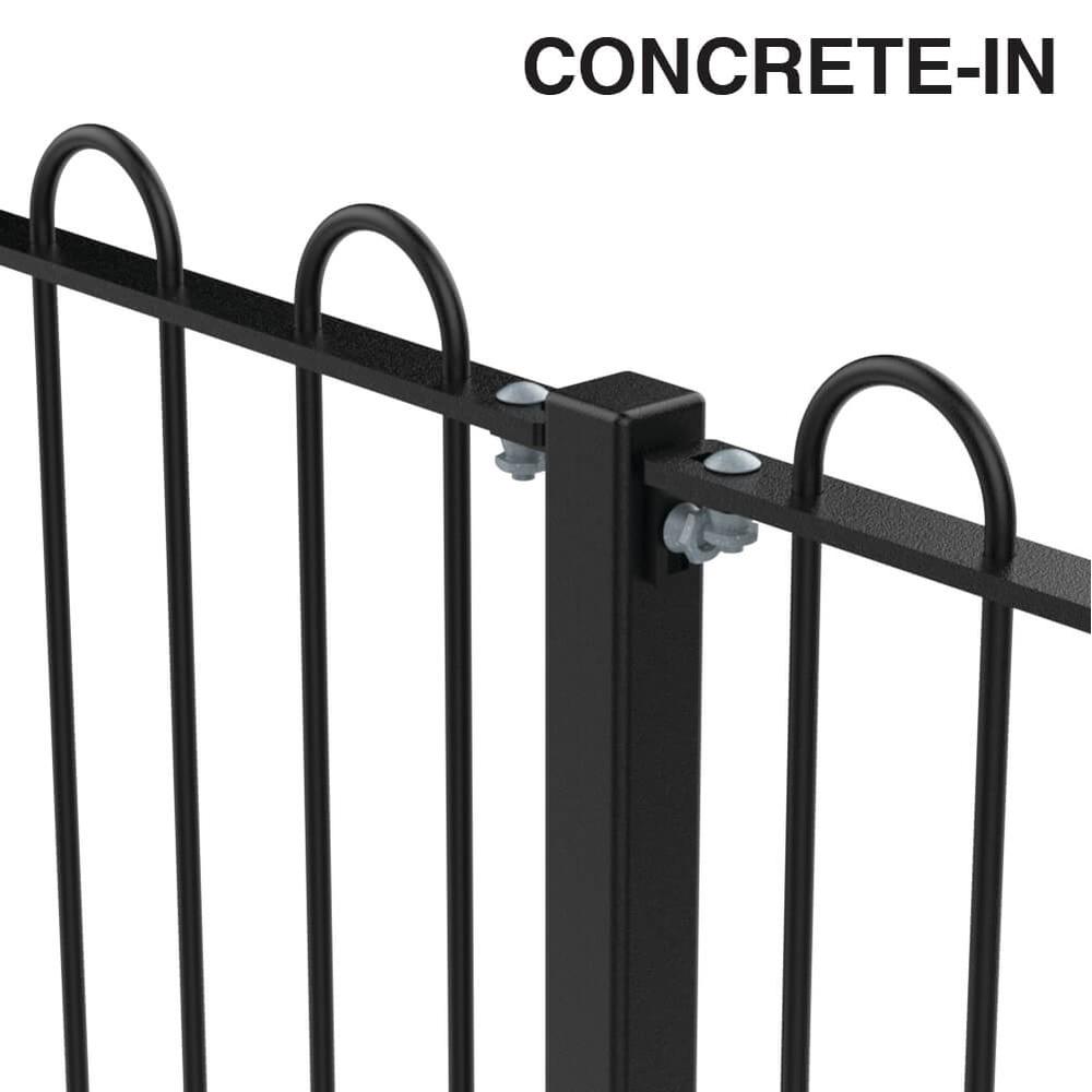 ROSPA Bowtop Concrete In Fence1200mm x 12mm Bar-PPC Black - Metre