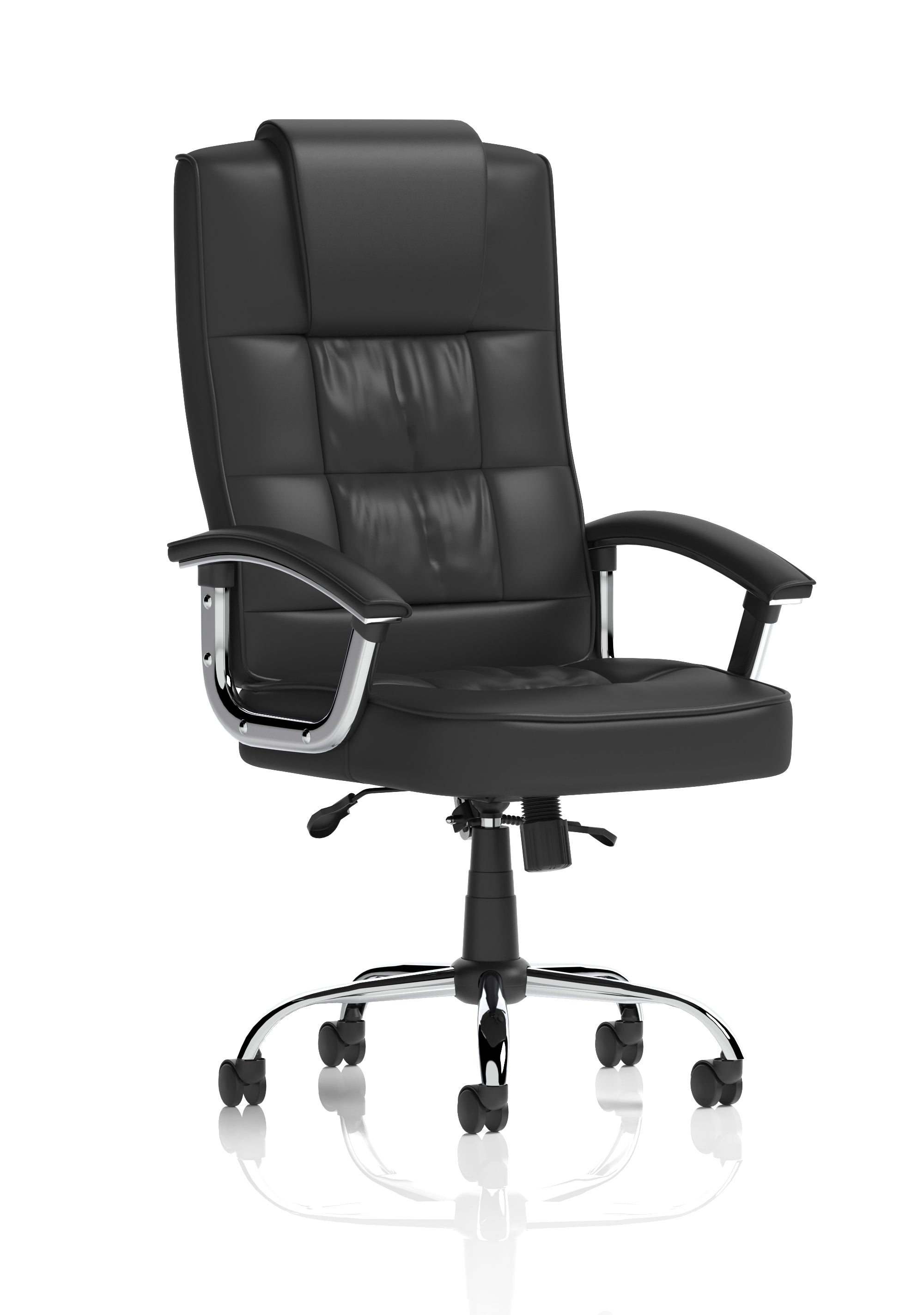 Moore Deluxe High Back Black Leather Office Chair with Fixed Arms UK