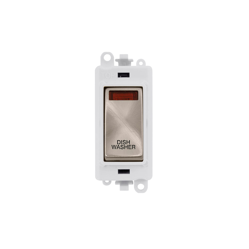 Click GridPro 20AX Brushed Stainless DP Switch Module with Neon Dishwasher Insert Polar White