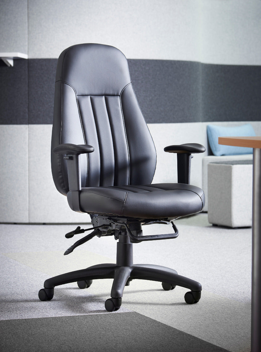 Zeus High Back 24 Hour Black Faux Leather Operator/Office Chair Near Me