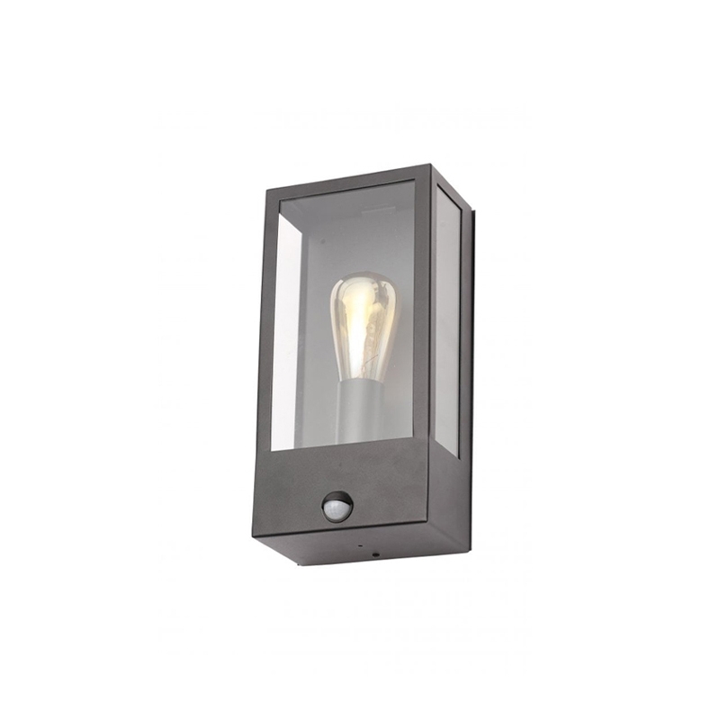 Forum Minerva Box Lantern E27 with PIR Black