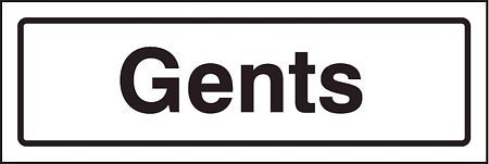 Gents visual impact sign 5mm acrylic sign 450x150mm c/w stand off locators