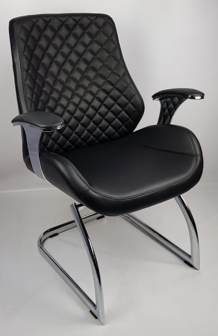 Black Leather Executive Visitors Chair - J1107C UK