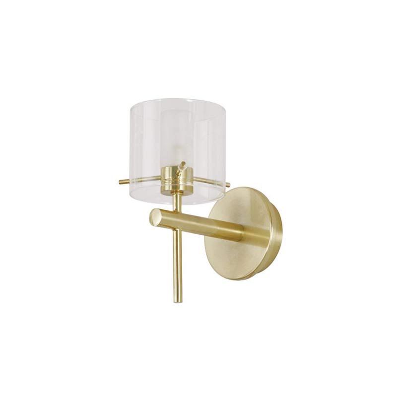 Forum Gene Clear Cylinder Wall Light G9 Satin Brass