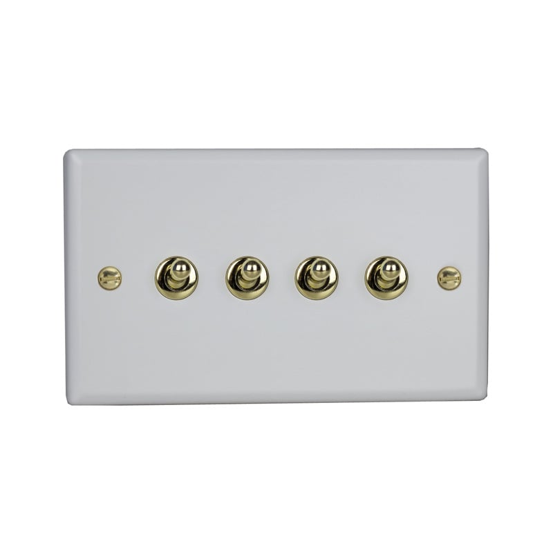 Varilight Vogue 4G 10A 1 and 2 Way Toggle Switch Matt White (Twin Plate)