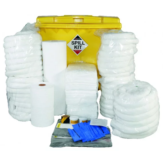 1100 Litre Oil and Fuel Spill Kit in Mobile Roll Top Bin SERPRO Oil and Fuel Spill Kits