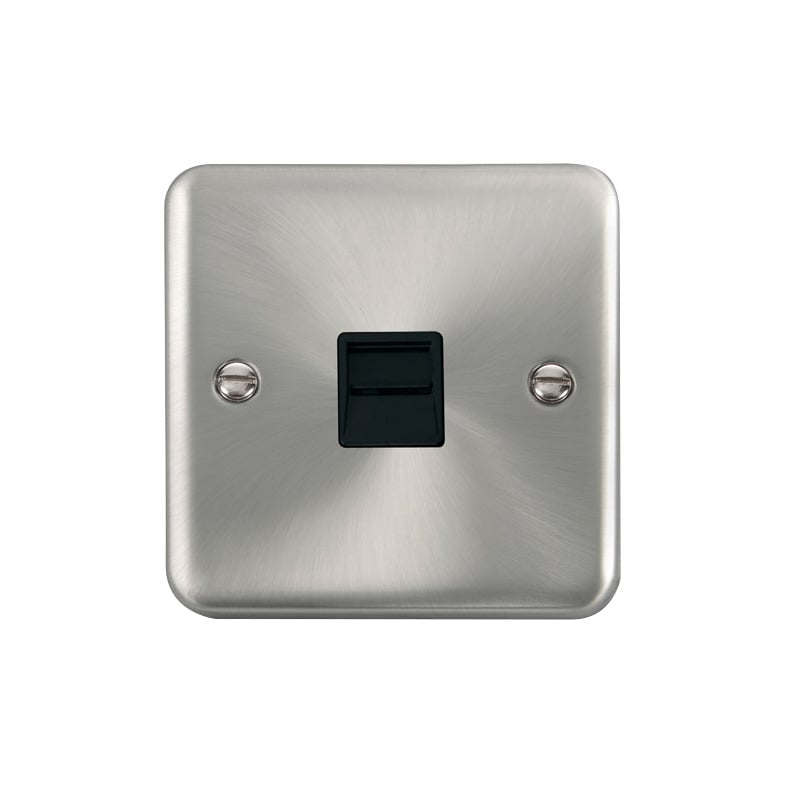 Click Deco Plus Single Telephone Outlet (Secondary) Satin Chrome Black Inserts