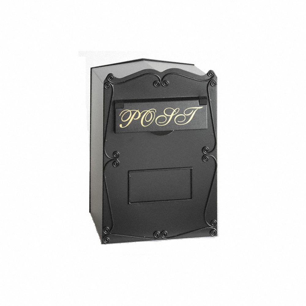 Decorative Mail Box - BlackRear Opening h.420 x w.280 x d.230mm