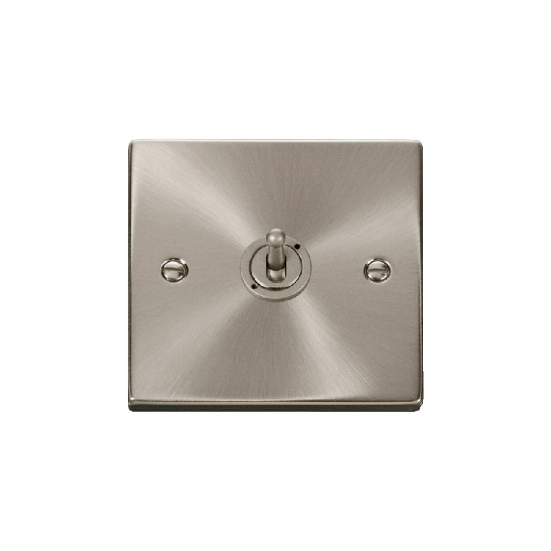 Click Deco 1 Gang 2 Way 10AX Toggle Switch Satin Chrome