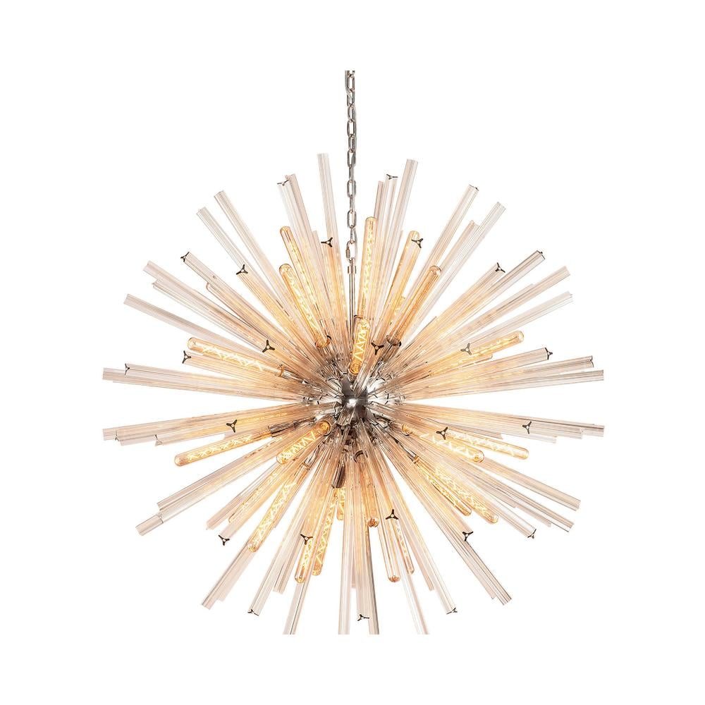 Luxuria Seneca 120cm 32 Light E27 Round Pendant Polished Nickel / Champagne Glass