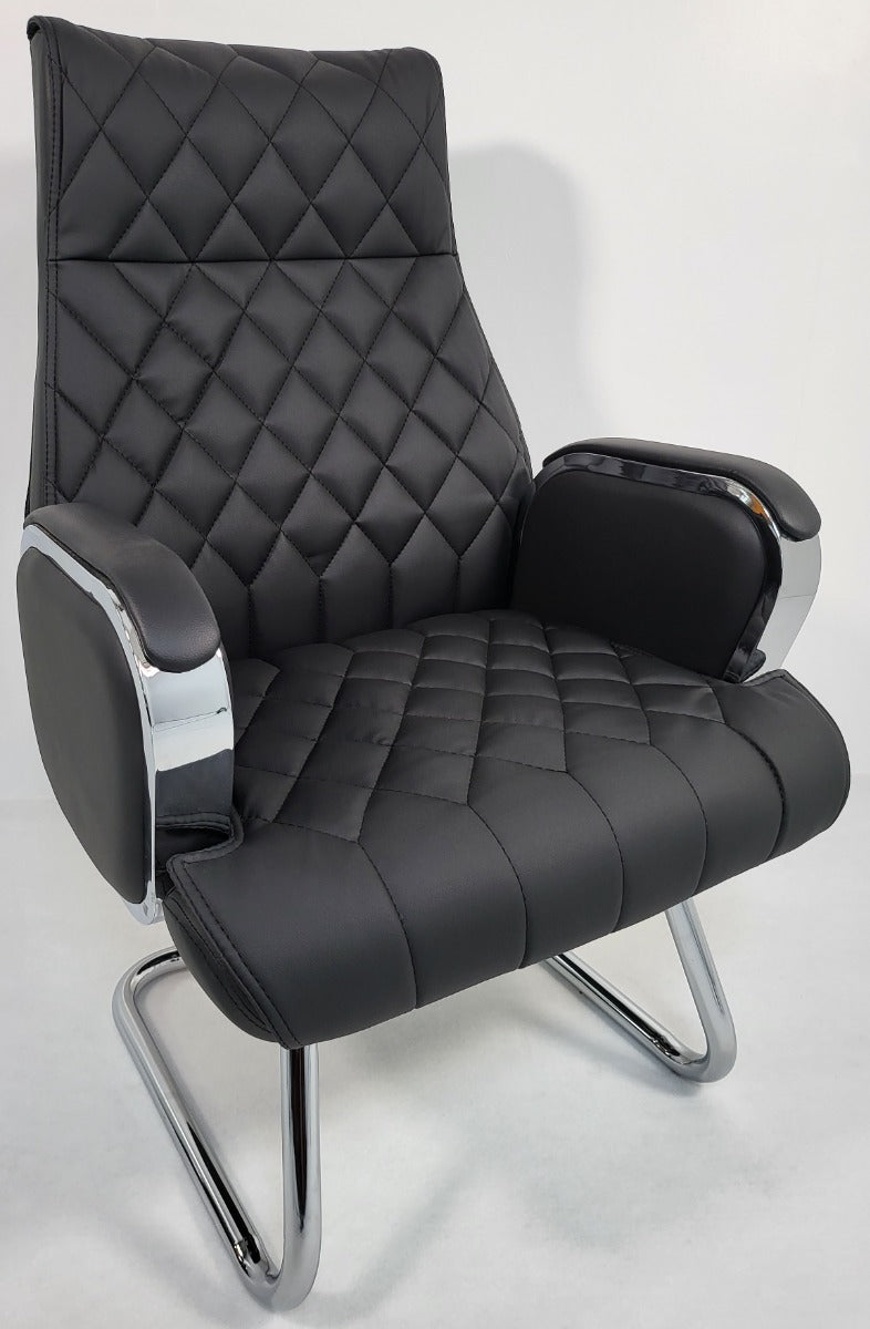 Large Heavy Duty Black Leather Cantilever Visitors Chair - ZVB-333 UK
