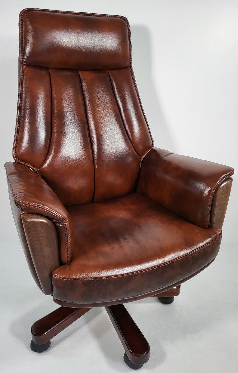 Providers Of Traditional Genuine Hide Brown Leather High Back Executive Office Chair - KW-8612 North Yorkshire