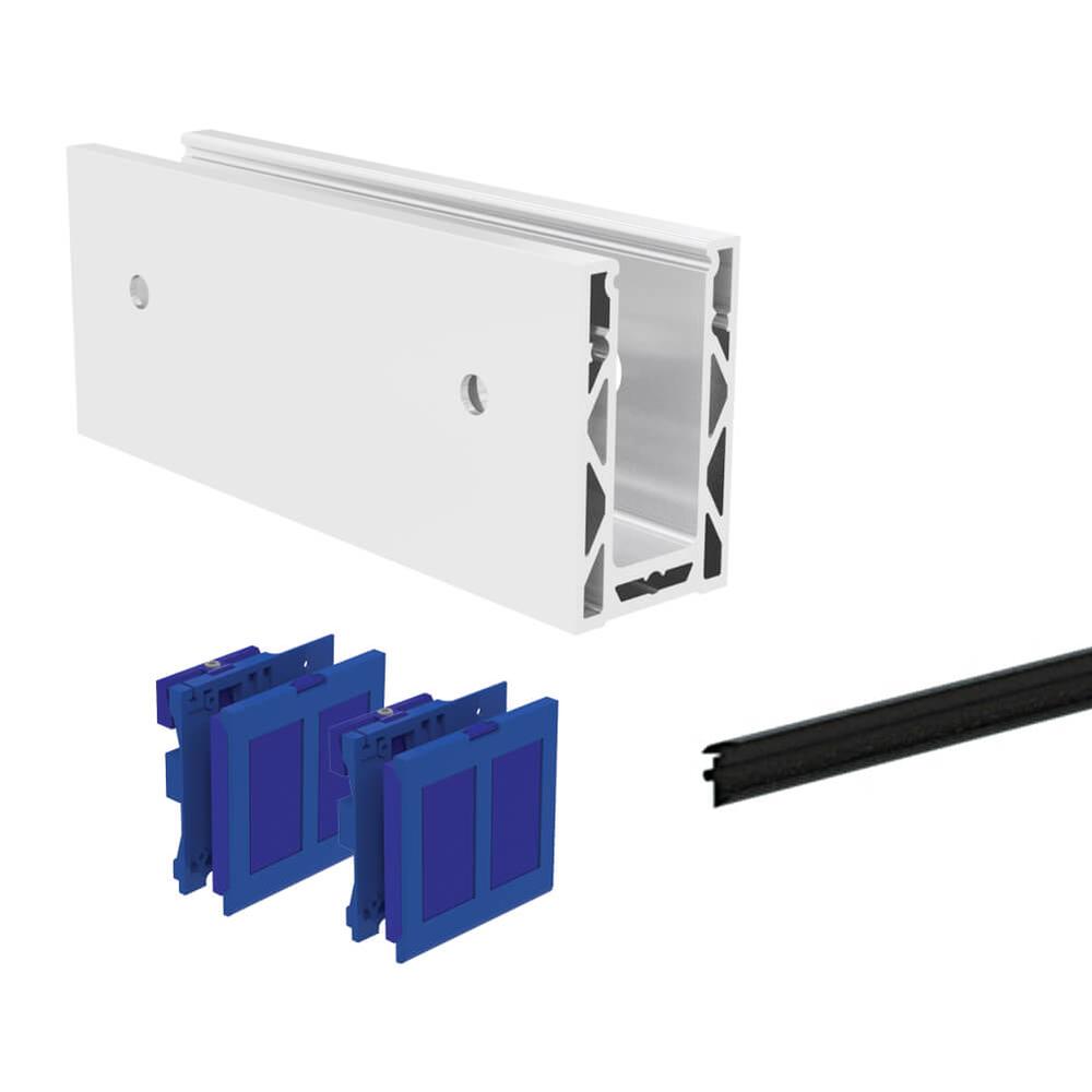 Duo Channel Kit 5.0m to Suit 15mm GlassSide Fix Mill Finish