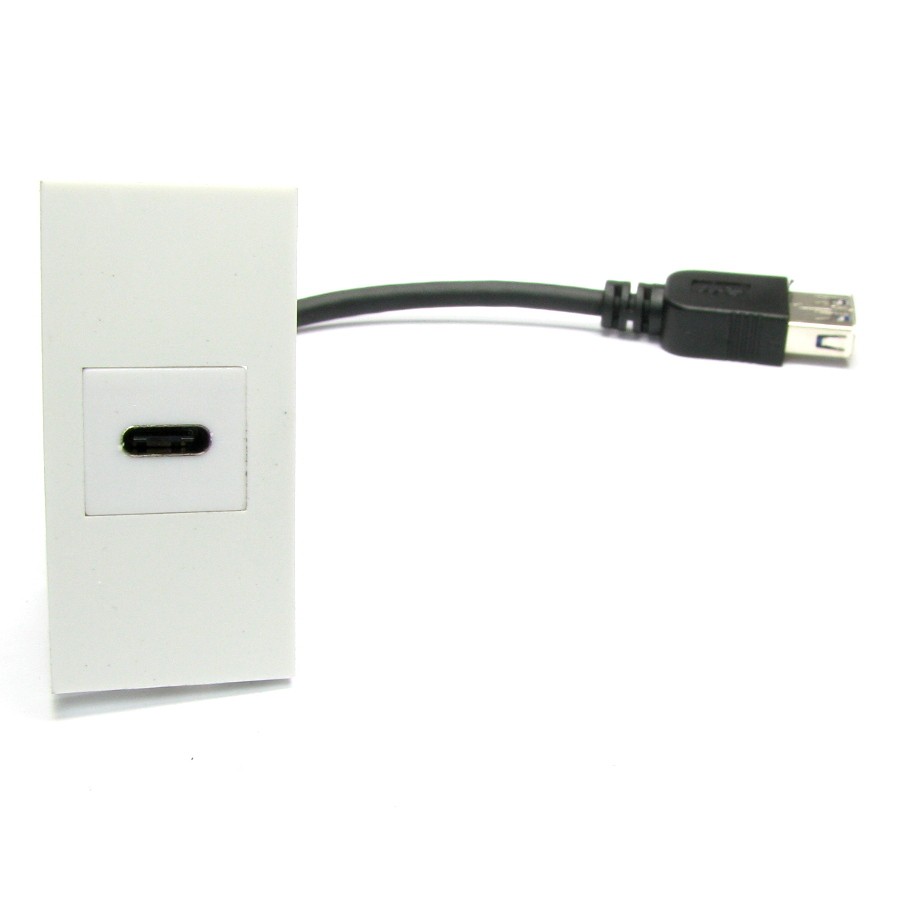 USB Euro Module Fly Lead USB-C to USB Type A v3.0 White