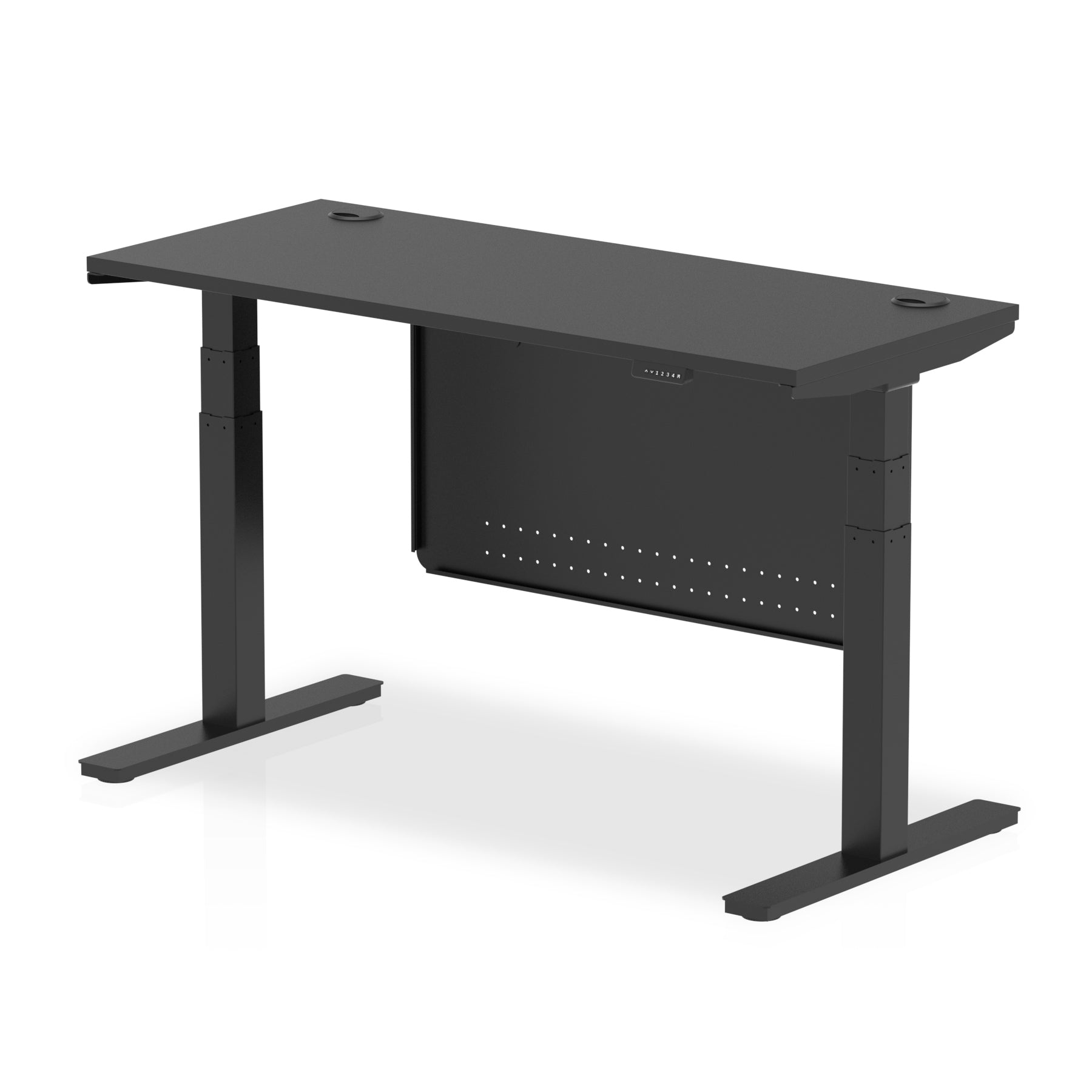 Specialising In Air Height Adjustable Black Series Slimline Desk with Cable Ports with Steel Modesty Panel - 1200mm, 1400mm, 1600mm, 1800mm - Multiple Colour Options UK