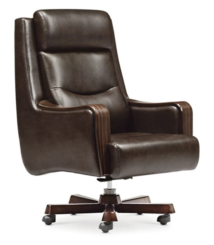 Providers Of Luxury Leather Executive Office Chair with Wood Veneer Arms - F1TA UK