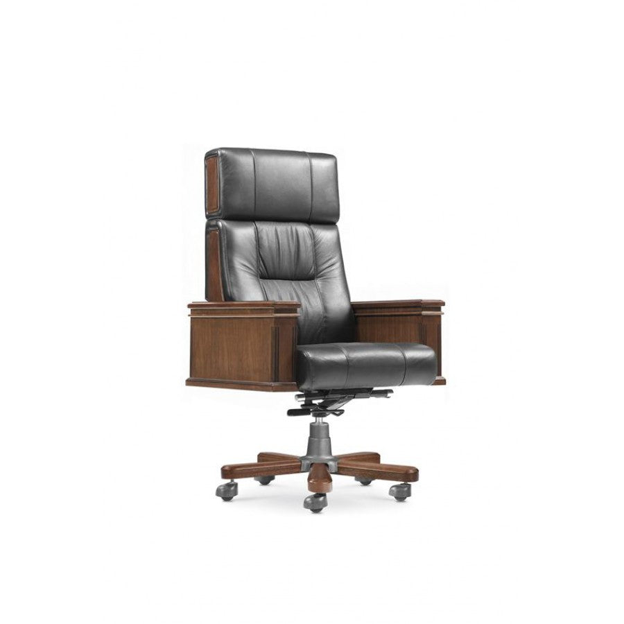 Providers Of Black Genuine Leather Executive Office Chair with Walnut Arms - CHA-FD8A1 Huddersfield