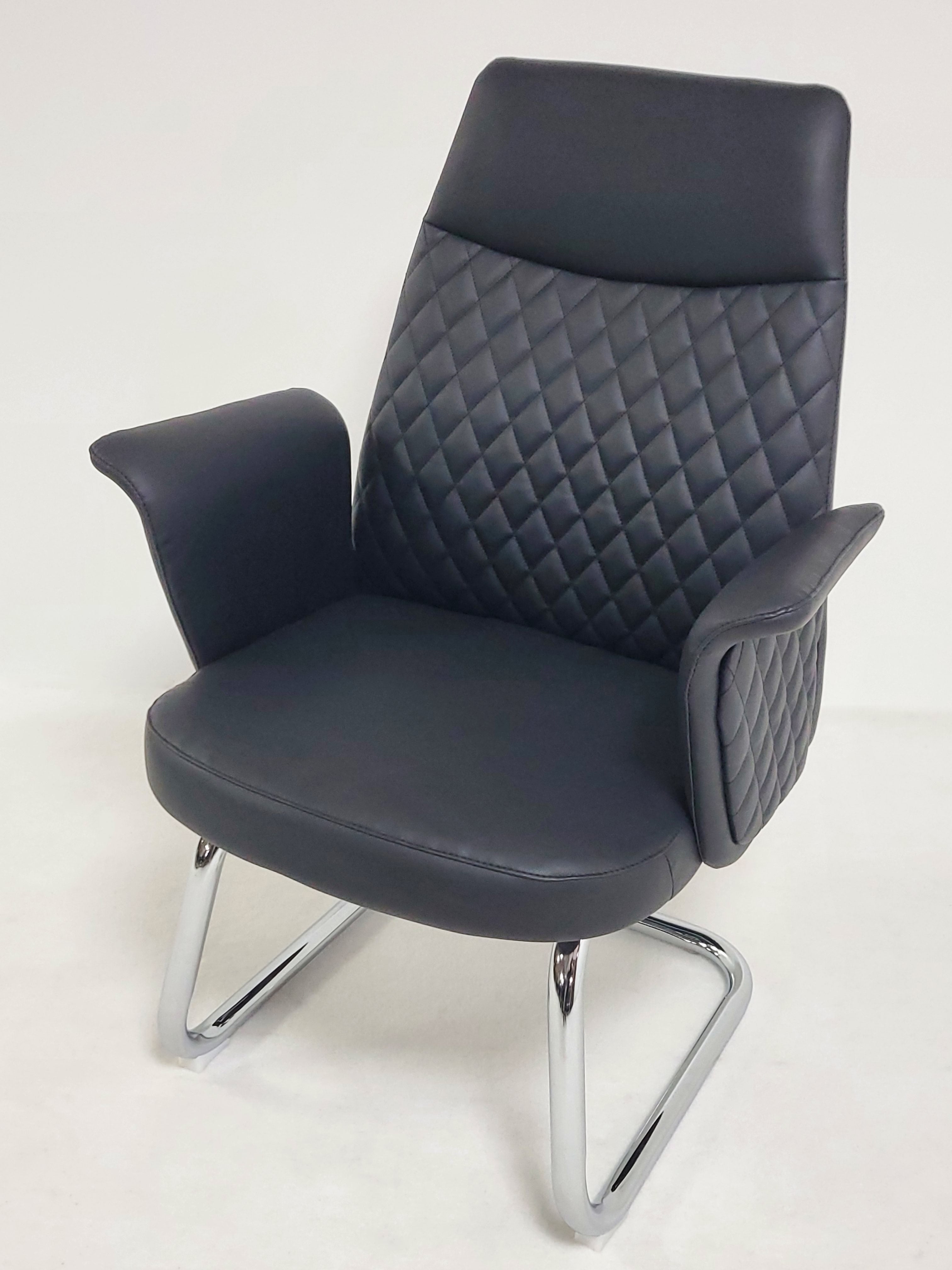 Providers Of Modern Black Leather Meeting Room Chair with Winged Arm - DL2915C UK