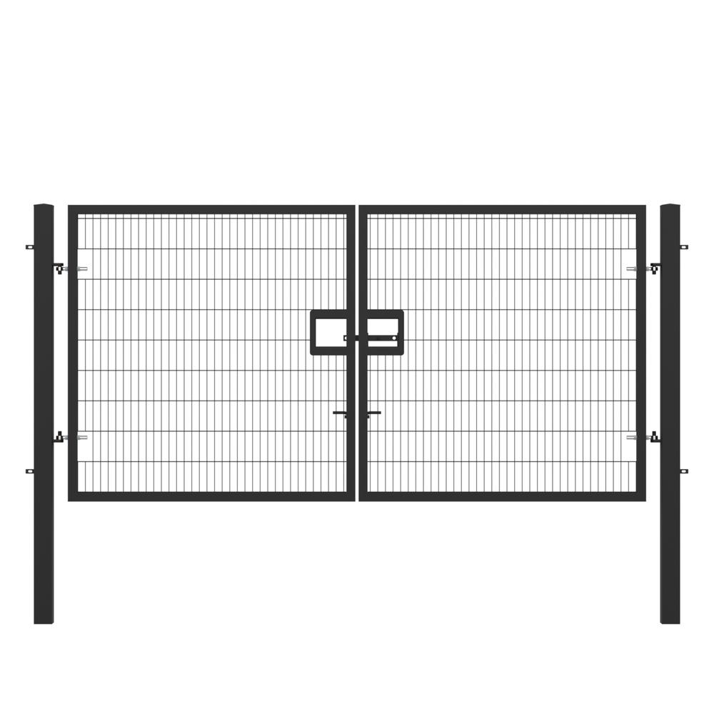 Twin Wire Double Leaf Gate 2.0H x 4mBlack Powder Coated Finish  Concrete-In