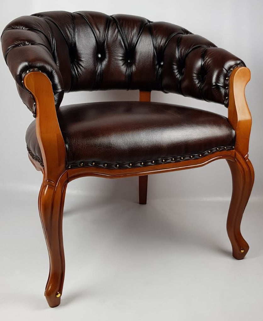 Solid Wood Frame Real Leather Chesterfield Captains Visitor Chair HSN-CPT-307 Huddersfield