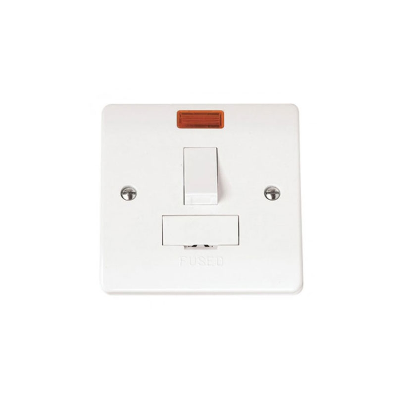 Click Switched Fused Connection Unit White PVC With Neon