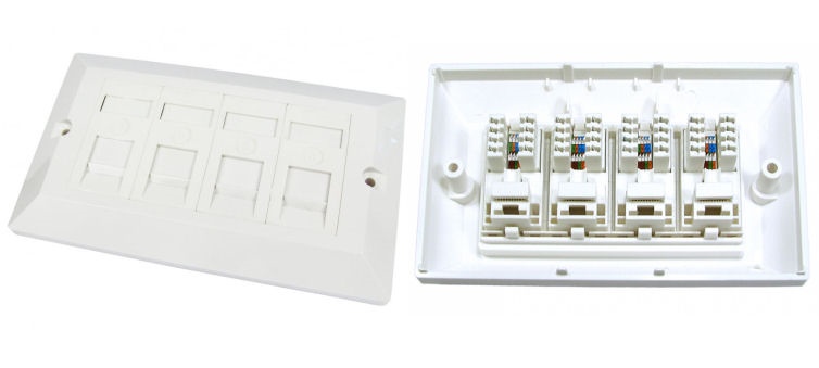 WP-LC-C6-LFP-K4 CAT6 Wall Point - Quad Loaded Faceplate Kit SG LC