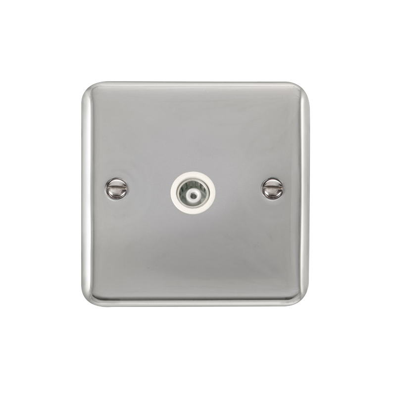 Click Deco Plus Single Isolated Coaxial Outlet Polished Chrome White Inserts