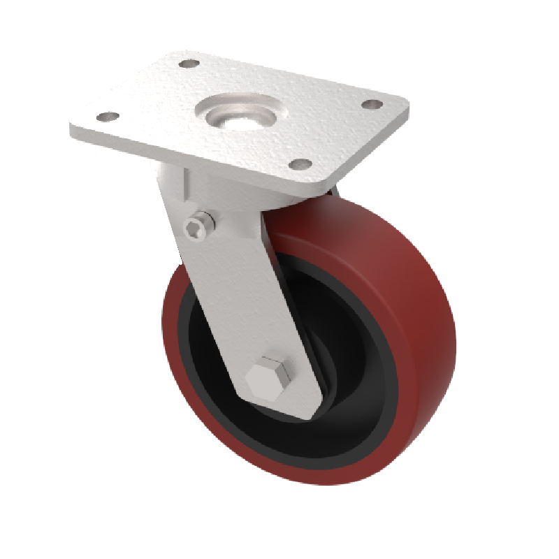 Polyurethane Cast Iron Plate Swivel Castor 200mm 1100kg Load