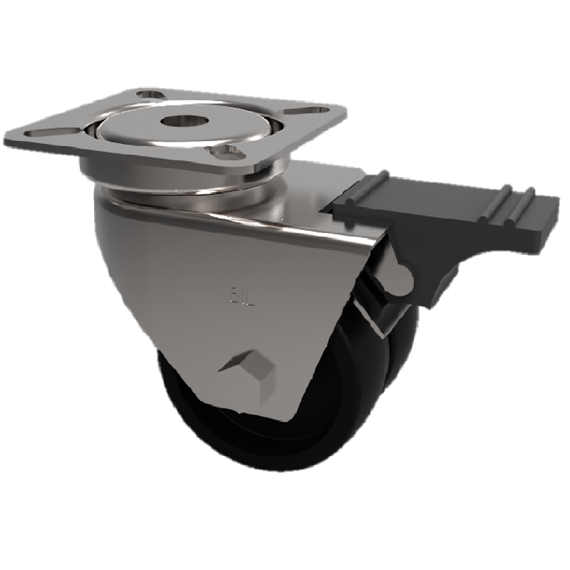 Polypropylene Plate Swivel Castor Brake 50mm 60kg Load