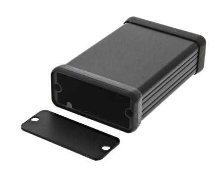 Suppliers Of 80 X 54 X 23mm Extruded Black Aluminium IP54 With Metal End Plate Enclosure UK