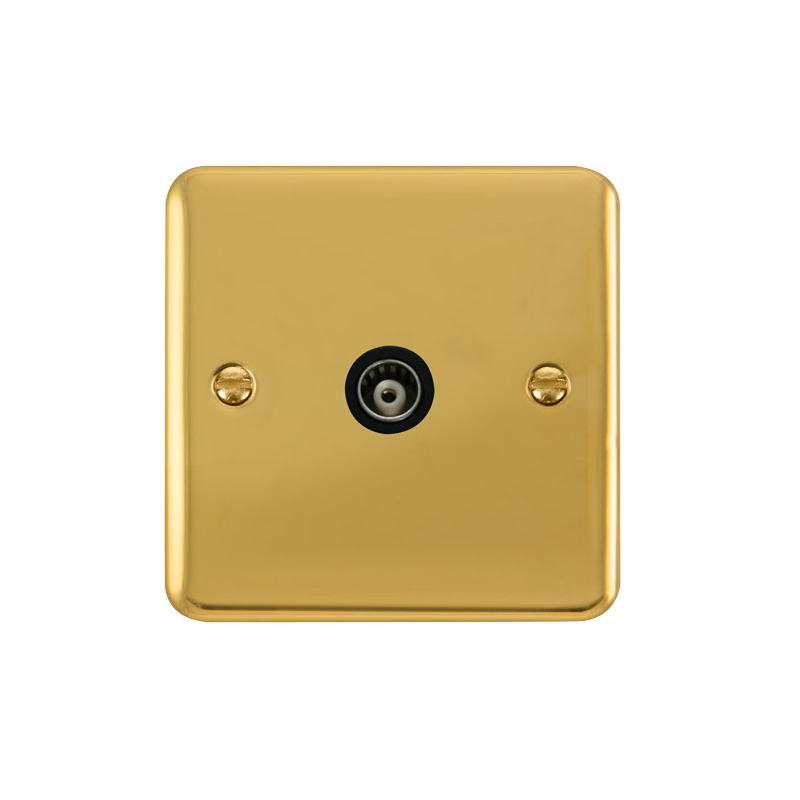 Click Deco Plus Single Isolated Coaxial Outlet Polished Brass Black Inserts