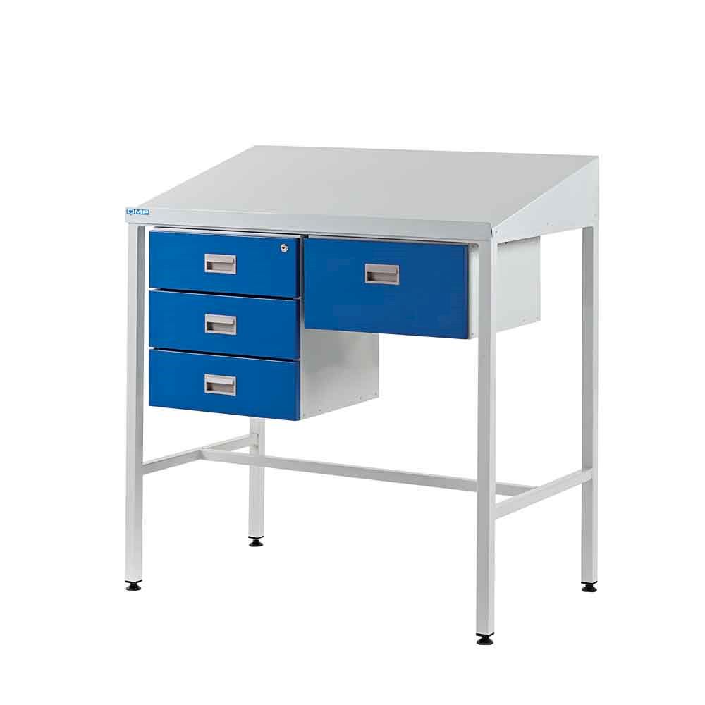 Supervisor Workdesk with Sloping Top, Triple Drawer + ingle Drawer - 1060mm H