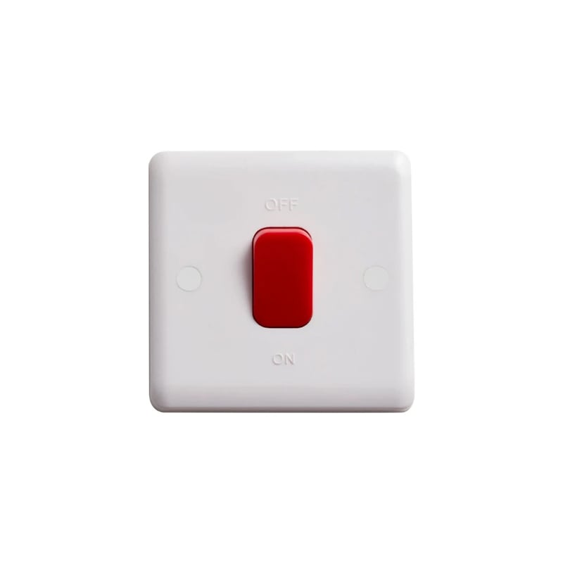 Deta Vimark Curve 50A DP Switch with Red Rocker