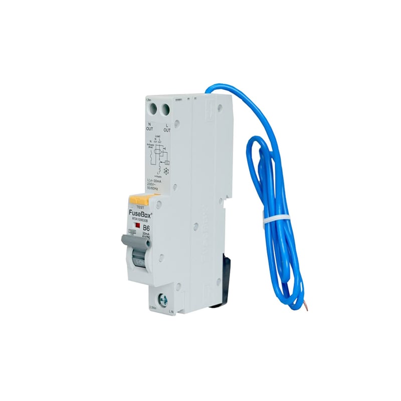 FuseBox 25A B Curve Type A Single Module 30mA RCBO 10kA