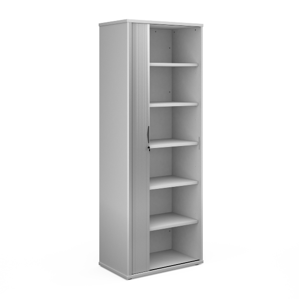 Universal Tambour Cupboard with 5 Shelves - White