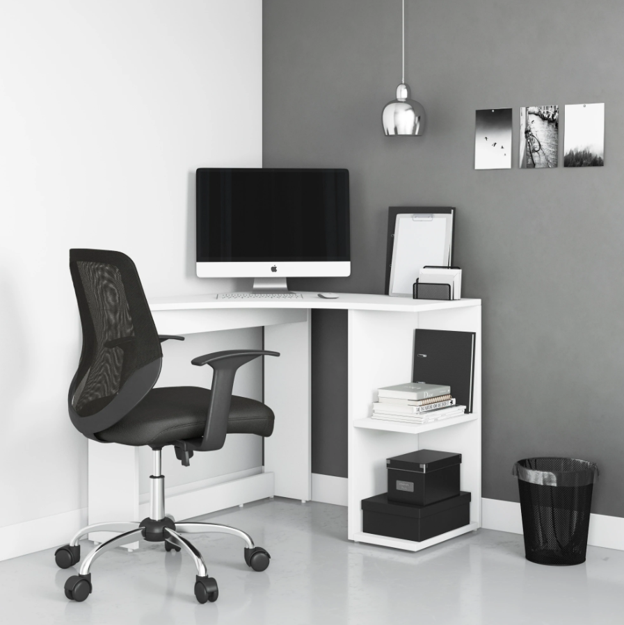 Chesil White Home Office Corner Desk UK