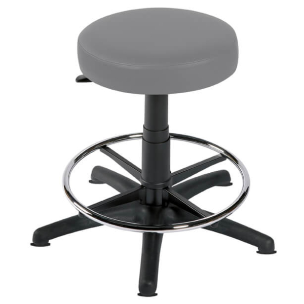 Gas Lift Examination Stool with Glides and Foot Ring - Grey