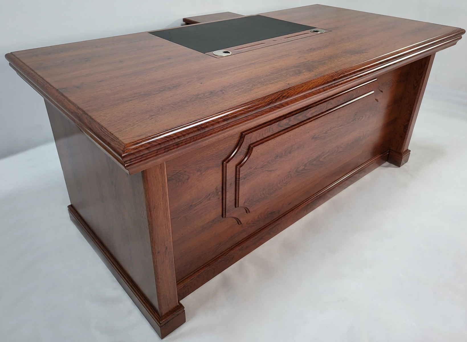 Providers Of Medium Oak Executive Office Desk with Pedestal and Return - 1855 Near Me