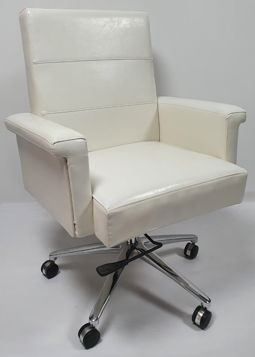 Providers Of Modern Style White Leather Executive Office Chair - B012 North Yorkshire